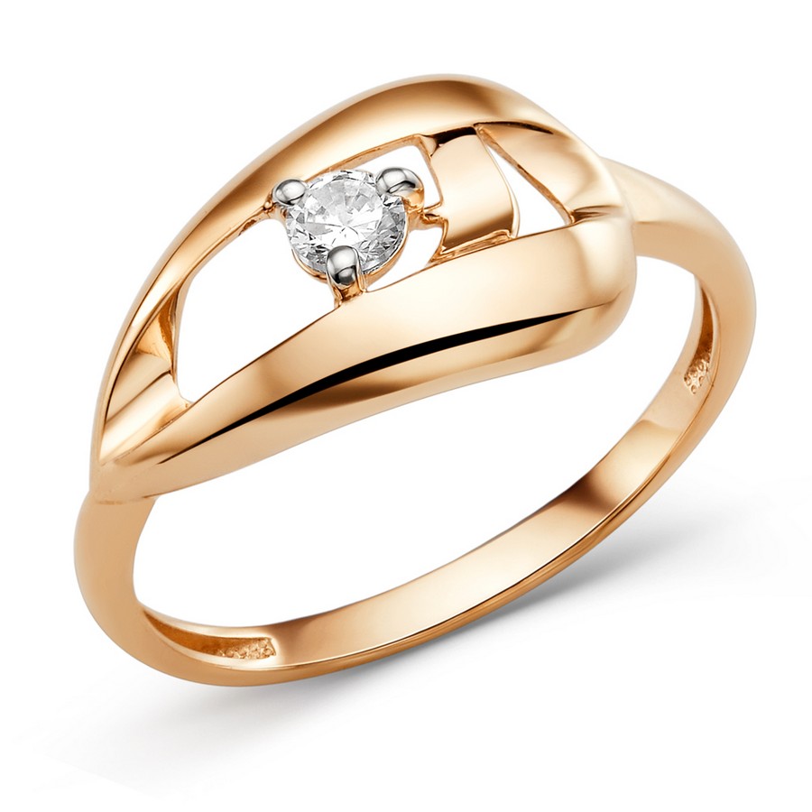 Кольцо, золото, фианит, 011961-1102